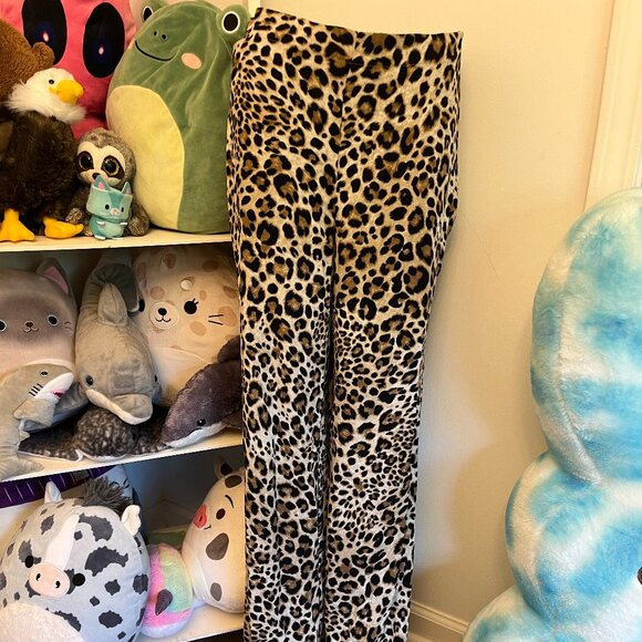 Rachel Roy Leopard Print Wide Leg Pants Size Four Animal Print Trousers - Picture 1 of 5